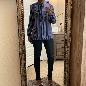 BCBGeneration ruffled stripped blouse